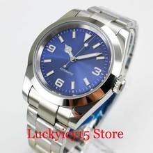 Luxury Mechanical Men Watch 39mm Blue Nologo Dial Polished Case Automatic Movement SS Bracelet 2024 - buy cheap