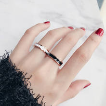Joyería fina de acero de titanio, anillo de cerámica blanco y negro de oro rosa, anillo de pareja a la moda, 2021 2024 - compra barato
