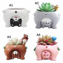 Cartoon Resin  Animal Plant Flowerpot Garden Plants Vase Home Decor Desk Ornament Dog/Bear/Pig Succulent Plant Planter Gardening 2024 - buy cheap