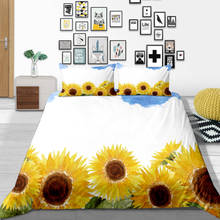 Thumbedding White Bedding Set Sunflowers Beautiful Classic King Duvet Cover Queen Full Twin Single Double Comfortable Bed Set 2024 - buy cheap