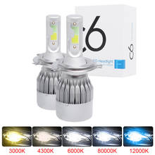 2x H7 LED H11 H4 Hi/Lo H1 H3 H8 HB1 HB3 HB4 HB5 HIR2 H13 H27 9005 9006 Car Headlight Bulbs 3000K 6000K 8000K COB C6 Car lights 2024 - buy cheap