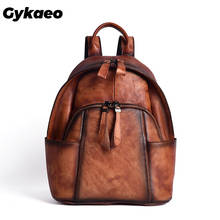 Gykaeo-mochila de estilo étnico para mujer, Bolso pequeño Vintage de cuero genuino hecho a mano, de viaje, de piel de vaca 2024 - compra barato