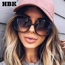 HBK 2021 New Vintage Round Sunglasses Women Men Oversized Gradient Lens Fashion Brand Design UV400 Driving Travel Sun Glasses 2024 - buy cheap