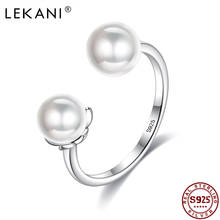 LEKANI-Anillo de Plata de Ley 925 con perla abierta, joyería ajustable, de lujo, para mujeres 2024 - compra barato