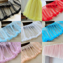 2Meters New Ruffled Tulle Trim with Beads 15 Colors  35cm Pleated Pearl Mesh Lace trim tutu dress fabric DIY doll dress fabric 2024 - buy cheap