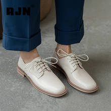 RJN Women's Flat 2021 Spring Casual Fashion Round Toe Lace-up Ladies Shoes High-Quality Cow Leather Office Oxfords Shoes RO793 2024 - buy cheap