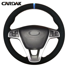 CARDAK Black Suede Blue Marker Car Steering Wheel Cover for Lada Vesta SW 2015 2016 2017 2018 2019 Xray 2016 2017 2018 2019 2024 - buy cheap