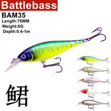 BATTLEBASS1pcs высокое качество Minnow приманки для ловли рыбы, 70 мм 6g приманка воблер 3D глаза Искусственный Жесткий pesca бас рыболовные снасти 2024 - купить недорого