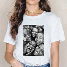 Kawaii улыбающаяся африканская черная футболка для мальчиков и девочек, детская Винтажная Футболка с принтом, женская рубашка melanin, милая Женская забавная футболка, уличная одежда 2024 - купить недорого
