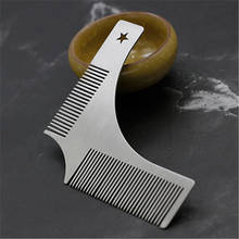 Barba de aço inoxidável portátil moldar pente ferramenta de modelagem de barba modelo de modelagem de barba ferramenta carding pente de barba dropship 2024 - compre barato