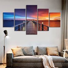 Wall Art Modular Canvas HD Prints Posters Home Decor Pictures 5 Piece Sunset scene Art Paintings Framework 2024 - buy cheap