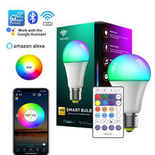 Bombilla RGB inteligente E27 con WiFi y Bluetooth, temporizador de luz regulable coroso, por aplicación Control remoto inalámbrico, Alexa, Google Home, modo dinámico, 10W 2024 - compra barato