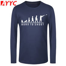 AYYC long sleeve tee Born To Shoot (Clay Pigeon)   Mens T Shirt   Skeet   Shooting Print T Shirt Mens Hot Tops Tshirt Homme 2024 - buy cheap
