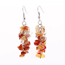 FYJS Unique Silver Plated Irregular Shape Carnelian Gravel Dangle Earrings Ethnic Style Jewelry 2024 - buy cheap