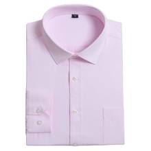 Мужская Однотонная рубашка с длинным рукавом, формальная Классическая деловая Повседневная рубашка из Твила, для работы 2024 - купить недорого