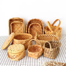Cesta de pão artesanal tecida à mão, caixa japonesa de lascas de madeira, artigos diversos, maçaneta de jardim, acampamento, piquenique, lanches, saco de armazenamento de 20 tamanhos 2024 - compre barato