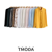 TMODA310 Za Fashion Women Blouse 2021 Spring Summer Turn-down Collar Full Sleeve Casual Shirt Female Print Button Chiffon Blouse 2024 - buy cheap
