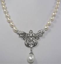 Бесплатная доставка одиночное STRAND12- 13 мм Натуральное белое ожерелье из пресноводного жемчуга в стиле барокко 18" 2024 - купить недорого