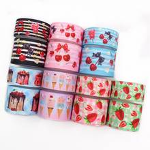 I-19920-2224,1‘’ and 1-1/2‘’,10yards Fruit strawberry cherry ice cream Printed grosgrain Ribbons,bow cap accessories decorations 2024 - compre barato