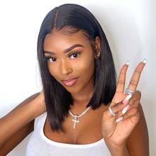 Short Bob Wig Bone Straight Human Hair Wigs Transparent Lace Wigs T Part Remy Brazilian Bob Lace Front Human Hair Wigs 2024 - buy cheap