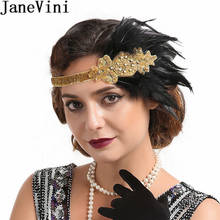 JaneVini Vintage Wedding Hats and Fascinators for Women Elegant Feathers Headpiece Cosplay Wedding Prom Party Headband 1920s 2024 - buy cheap