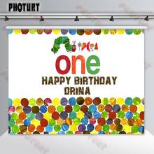 PHOTURT Hungry Caterpillar Photography Backdrop Newborn 1st Birthday Party Background Sequins Balloon Vinyl Photo Studios Props 2024 - buy cheap