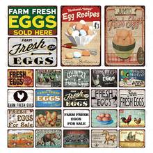 Cartel de Metal para granja de huevos frescos, cartel de hojalata de colección de pollo, vaca, pato y carne, placa de pared Vintage, pintura artesanal para Decoración de casa de granja 2024 - compra barato