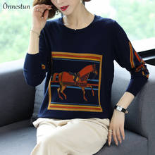 Print Women's Sweaters Spring Pullovers Jumper Tops Long Sleeve Pull Femme Casual Knitted Sweater Women 2024 - buy cheap
