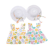 Vestido de princesa con flores para bebés y niñas, sombrero, ropa para niños de 0 a 3 años, ropa para bebés 2024 - compra barato