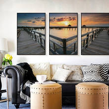 Modern Abstract  porch Living Room Decorative Pictures Wharf Harbour sunset sunrise canvas Wall Art Poster Unframed Paintings 2024 - buy cheap