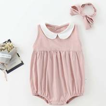 2020 Baby Clothes Summer Baby  Cotton Romper Simple Baby Collar Sleeveless Cotton Climbing Clothes 2024 - buy cheap