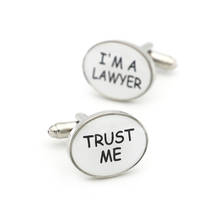 Free Shipping Men's Cufflinks I'M A LAWYER TRUST ME Design White Color Quality Copper Cuff Links Wholesale&retail 2024 - buy cheap