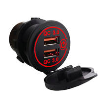 Carregador de carro tomada dupla porta usb qc3.0 carregador com capa à prova dwaterproof água para 12-24v veículos motocicleta 2024 - compre barato