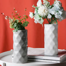Green Ceramic Flower Vase White Grey Vase with Grid Pattern Centerpiece Ornament Home Wedding Decoration 2024 - buy cheap