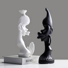 Figuritas de cerámica para pareja de hombres y mujeres, figuritas creativas abstractas de cerámica, estatua de pareja blanca y negra africana, regalo Vintage para decoración del hogar, 2 unids/set por Set 2024 - compra barato