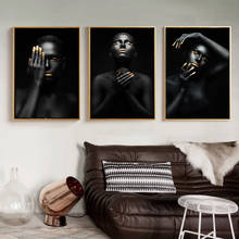 Quadros de arte africano, quadros de arte preta de ouro nude de mulher, pintura a óleo em tela, posteres impressões, imagens de parede para sala de estar, quarto 2024 - compre barato