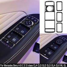 Окна Автомобиля подъемные кнопки рамка наклейка настоящий углерод волокна декор для Mercedes Benz A B C E G класс CLA CLS GLE GLS GLA GLK ML GL 2024 - купить недорого