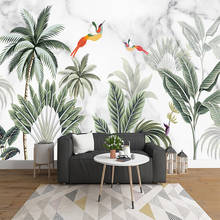 Papel de parede 3d auto-adesivo personalizado, pintado à mão, chuva tropical, floresta, paisagem, folhas, mural, sala de estar, estudo, 3d, adesivo de parede 2024 - compre barato