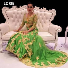 LORIE Dubai Kaftan Formal Dress Evening Mermaid 3/4 Long Sleeves Lace Appliqued Tulle Saudi Arabic Prom Dresses Party Gowns 2020 2024 - buy cheap