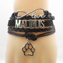Infinity love malinois bracelet pet dog paw charm leather wrap bracelets & bangles for men and women malinois jewelry 2024 - buy cheap