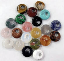 18mm pedra natural opala quartzo cristal donut charme contas pingente para diy jóias fazendo colar acessórios para homens woman12pcs 2024 - compre barato