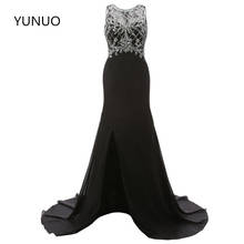 Yunuo-vestido longo, sexy, preto, longo, noturno, com lantejoulas, personalizado, zíper, vestido formal, festa 2024 - compre barato