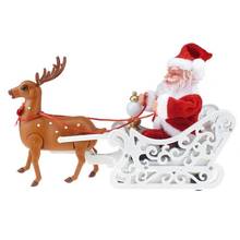Креативные олени сани Санта-Клаус игрушка Рождественское украшение для дома электрический автомобиль с музыкой для детей Рождественский подарок украшения 2024 - купить недорого