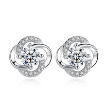 Fashion Earrings 925 Silver Jewelry Accessories for Women Wedding Promise Party Gift with Zircon Gemstone Stud Earring Wholesale 2024 - buy cheap
