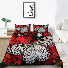 Floral conjunto de cama borboleta bonito fresco natural capa edredão 3d rei rainha gêmeo completo único duplo design único conjunto cama 2024 - compre barato