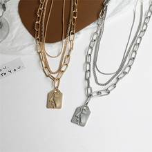 Origin Summer Unique Design Multilayer Abstract people face pendant necklace for women High Street chunky chain necklace jewelry 2024 - buy cheap