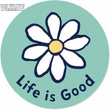 volkrays fashion car sticker Life is Good Circle Daisy Teal accessories reflective waterproof sunscreen vinyl decal,10cm*10cm 2024 - buy cheap