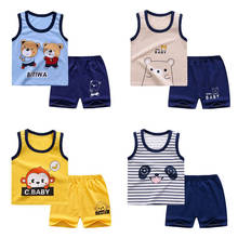 Летние хлопковые комплекты для малышей Комплект для мальчиков: футболка без рукавов + шорты одежда для малышей комплект одежды для маленьких мальчиков 2024 - купить недорого