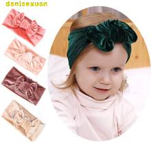 Bebê cor sólida ouro veludo bandana para meninas criança crianças torcido elástico hairband turbante recém-nascidos acessórios de cabelo 2024 - compre barato