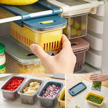 Food Storage Container Retractable Drawer Organizer with Lids Fridge Food Fresh Keeping Container for Fruit Vegetable Meat